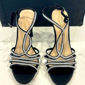 LE CHATEAU, black heels with crystal details